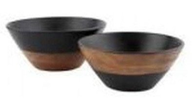 Black Acacia Wood Bowl Set