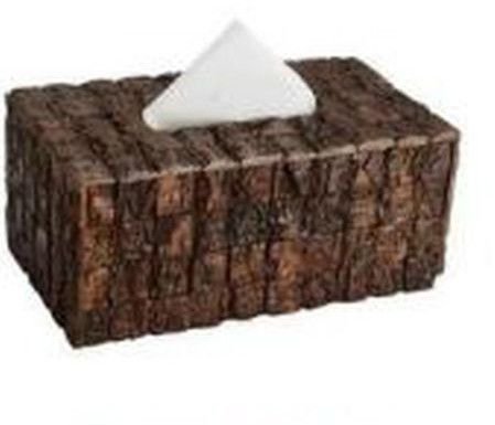 Brown Acacia Wood Bark Tissue Box