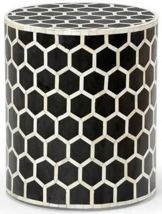 Honeycomb Bone Inlay Round Stool