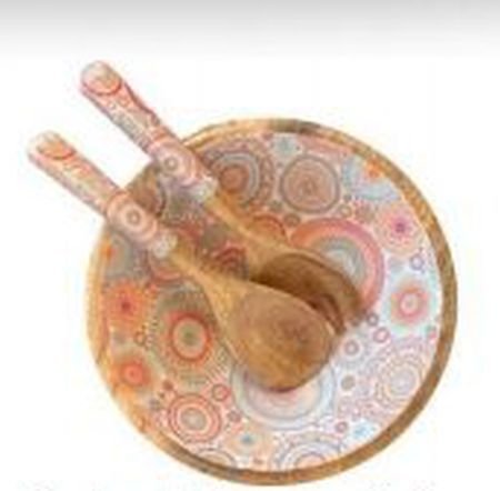 Multicolor Wooden Serving Bowl Set