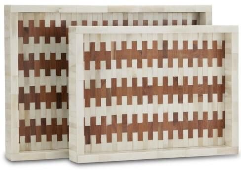 Rectangular Wooden Tray Set