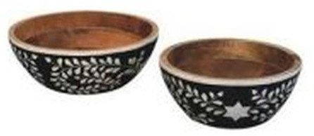 Solid Mango Wood Resin Inlay Bowl Set