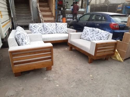 Cushion Back Wooden Sofa Set