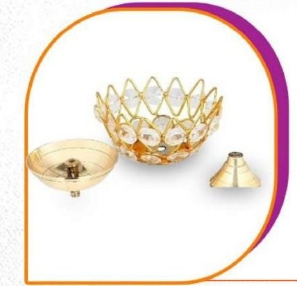 Crystal Brass Lotus Diya