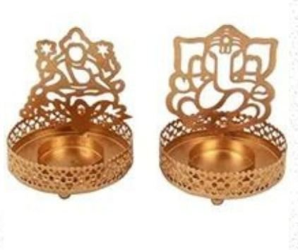 Iron Laxmi Ganesh Shadow Tea Light Holder