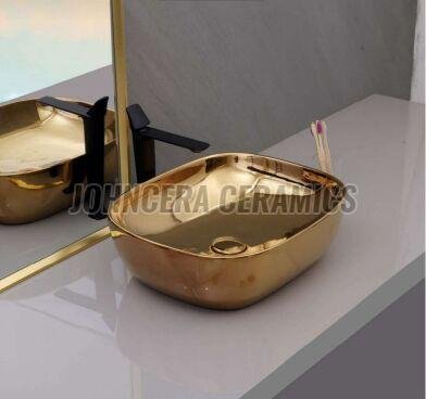 Gold Colored Ceramic Tabletop Wash Basin