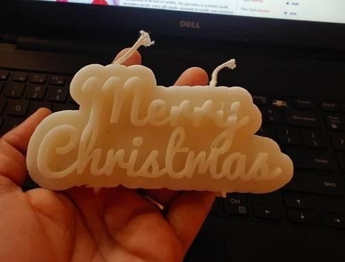 Merry Christmas Text Candle