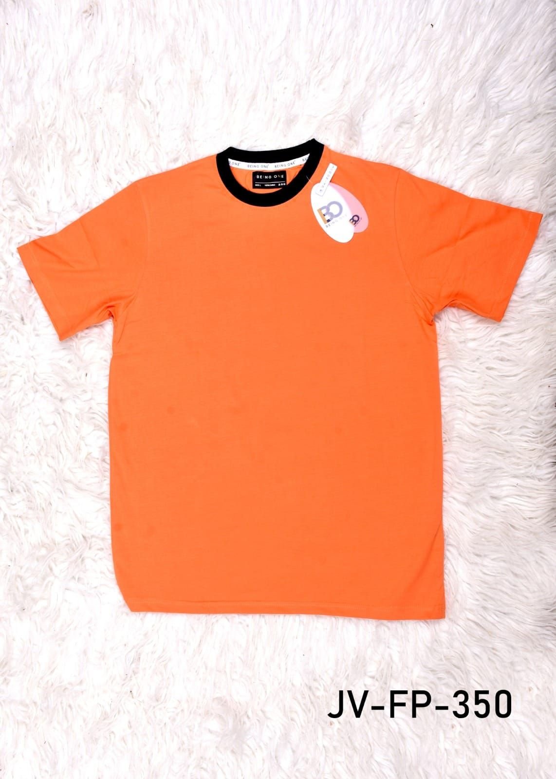 Mens Plain Orange Round Neck Cotton T-Shirt