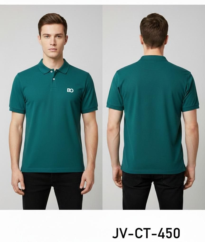 Mens Teal Green Cotton Polo T-Shirt