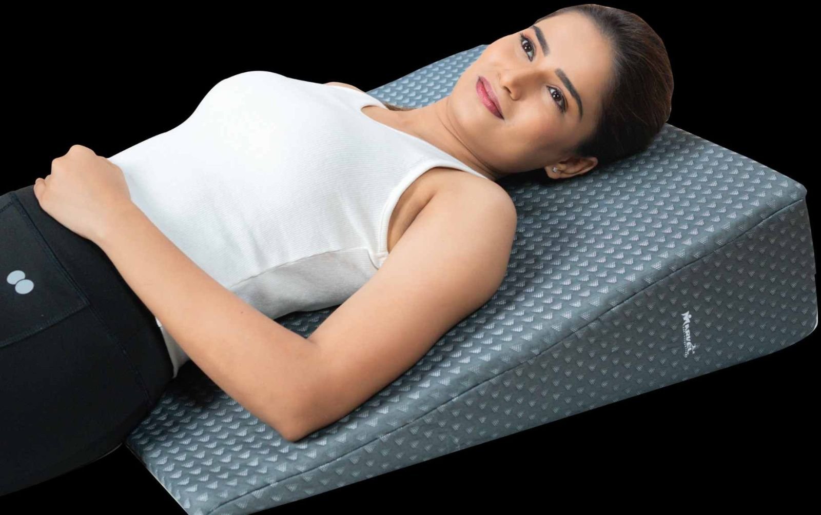 Grey Soft Fabric Marshmallow Wedge Bed Pillow