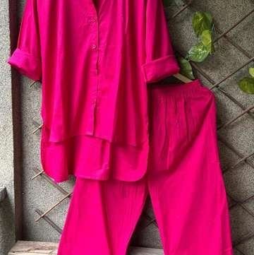Magenta Mulmul Cotton Co-ord Set