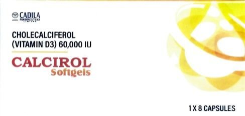 Calcirol 60,000 IU Cholecalciferol Vitamin D3 Softgel Capsules