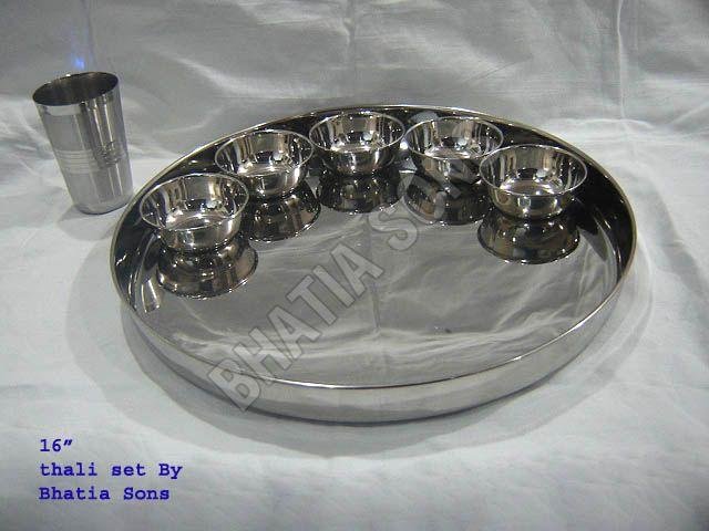16 Inch Plain Thali Plate Set