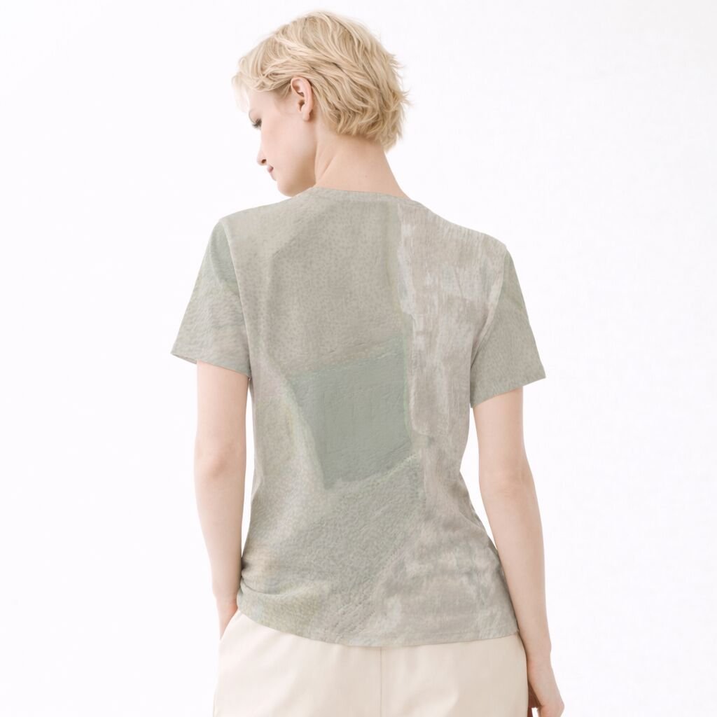 Womens Sand Beige Abstract Stone Texture Cotton T-Shirt