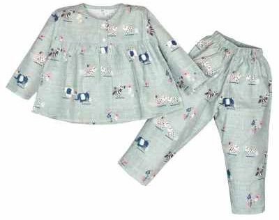 Girls Printed Cotton Night Suit Set