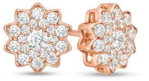 Diamond Flower Stud Earrings