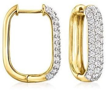 Lab Grown Diamond Paper Clip Link Hoop Earring