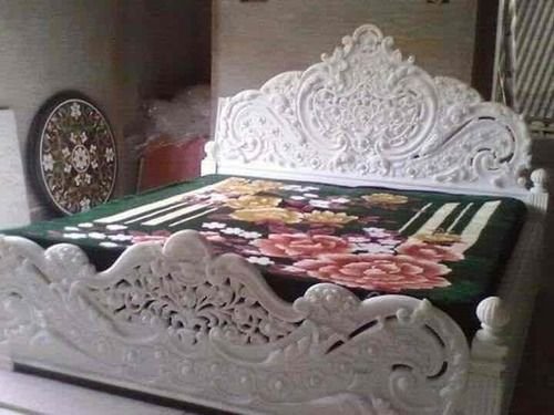 White Marble Carved Bed