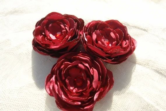 Red Rose Fabric Flower