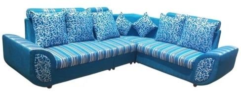 Carolina Blue L Shape Wooden Sofa