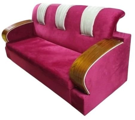 Handcrafted Pink Wooden 3 Seater Sofa