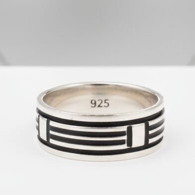 Modern Sterling Silver Grid Ring