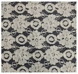 Snow White Floral Ring Lace Net Fabric