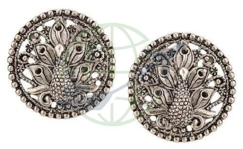 Boho Vintage Oxidised Silver Stud Earrings