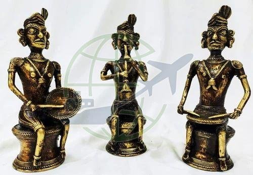 Brass Metal Dhokra Art Sitting Musicians Set