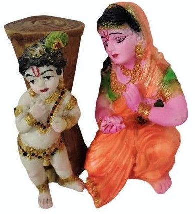 Antique Multicolor Marble Yashoda Nandan Idol