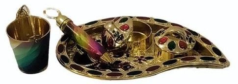 Handcrafted Gold Plated Holi Thali Set for Laddu Gopal Ji