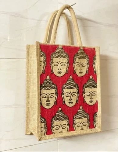 Natural Jute Printed Carry Bags