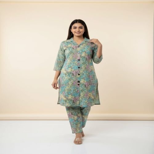 Ladies Floral Print Cotton Co Ord Set