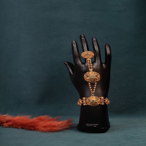 Antique Floral Kundan Linked Hathphool