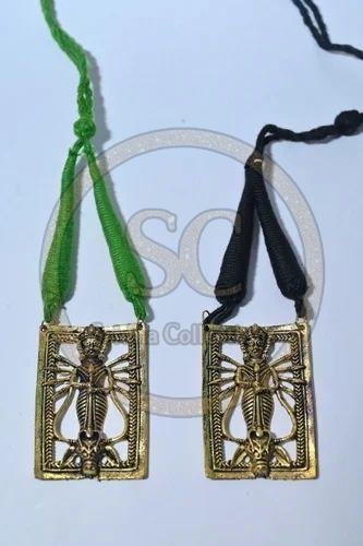 Adjustable Brass Oxidized Pendant Necklace