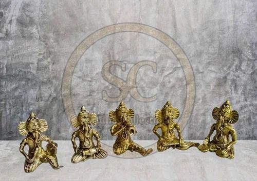 Antique Brass Dokhra Sitting Ganesh Statue