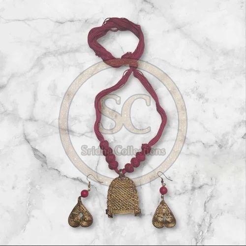 Brass Dhokra Handmade Boho Tribal Pendant Set