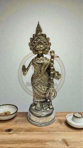 Brass Dhokra Handmade Saraswati Idol