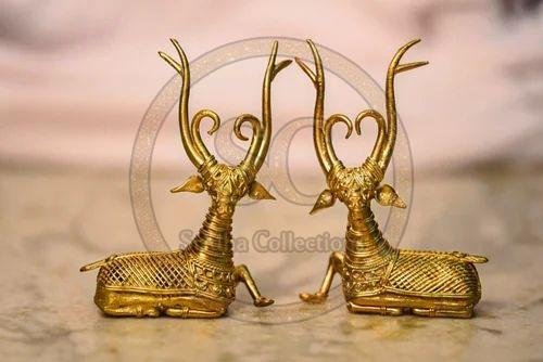 Brass Sitting Deer Dhokra Art