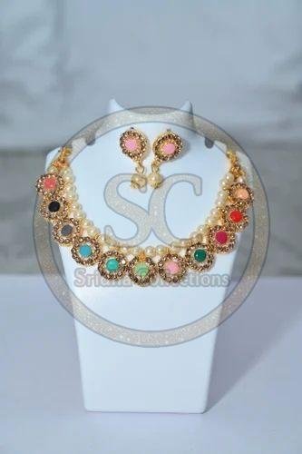 Desiger Round American Diamond Necklace Set