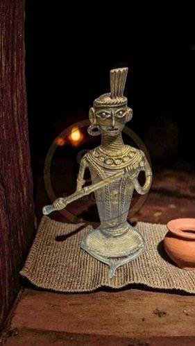 Dhokra Brass Adibasi Tribal Man Playing Flute