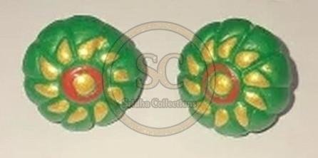 Green Terracotta Clay Stud Earrings