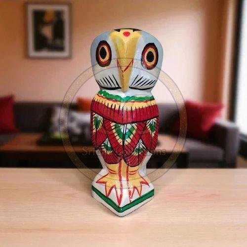 Handmade Bengal Folk Art Wooden Owl