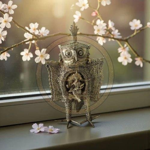 Handmade Dhokra Brass Owl Showpiece