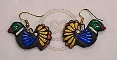 Handmade Terracotta Clay Bird Shaped Earrings