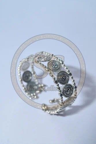 Ladies Silver Oxidized Designer Bracelet