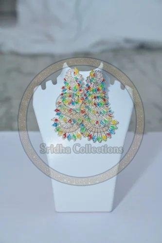 Multicolor American Diamond Party Wear Earrings