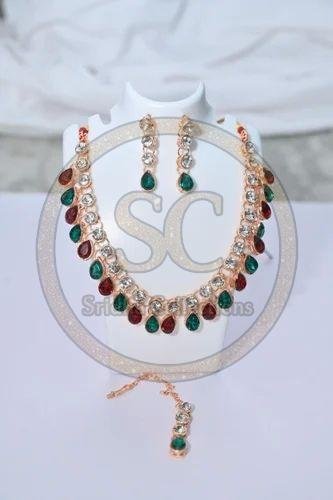 Multicolored American Diamond Necklace Set