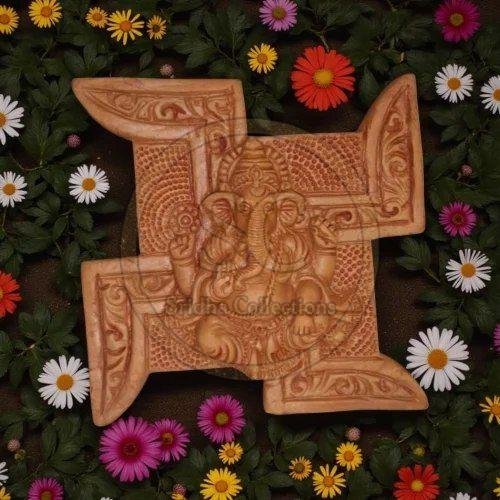 Terracotta Clay Ganesha Swastik Wall Hanging