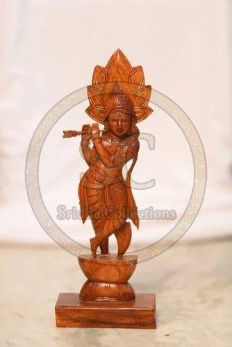 Wooden Lord Krishna Statue